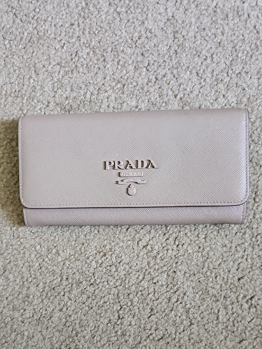 PRADA Tan Saffiano Leather Continental Wallet